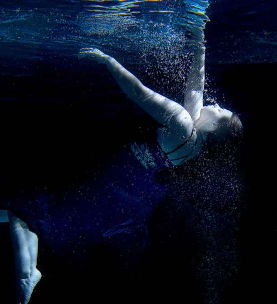 Photo of performance arts student's underwater dance performance