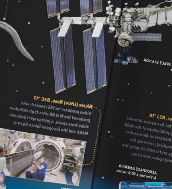 Photo of printed article featuring images and information of OHIO's space connections